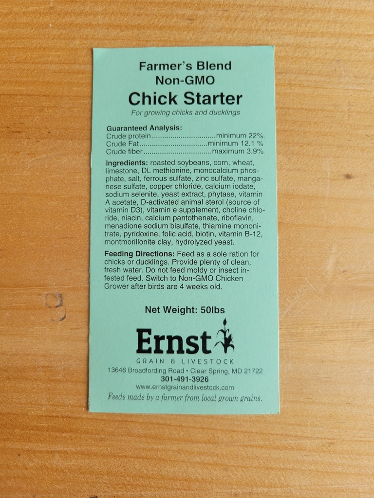 Farmer's Blend Non-GMO Chick Starter 50lbs Chick Start Tag