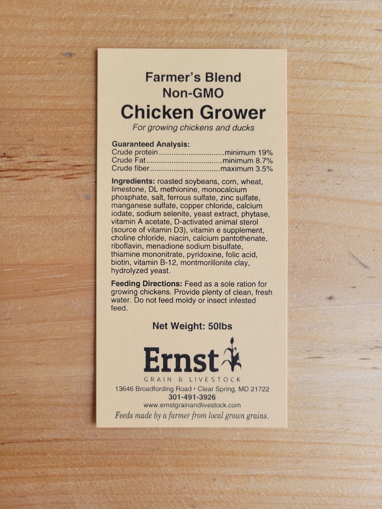 Farmer's Blend Non-GMO Chicken Grower 50lbs Chicken Grower Tag