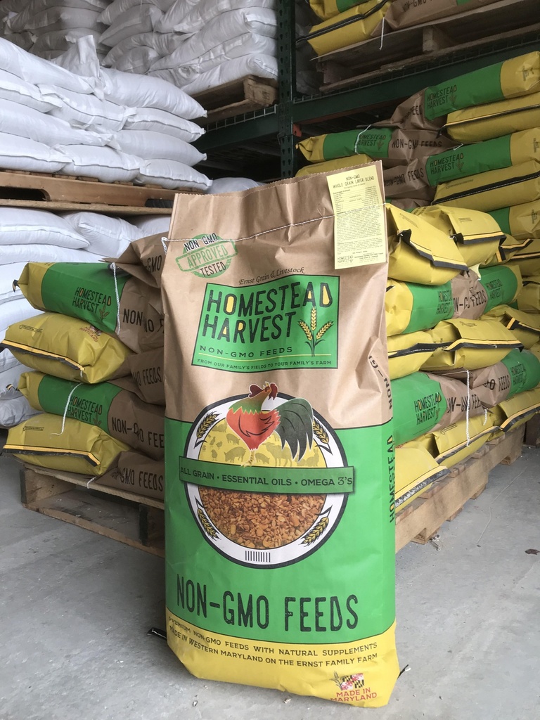 Homestead Harvest Soy Free-Corn Free Whole Grain Layer Blend 40lbs Bag