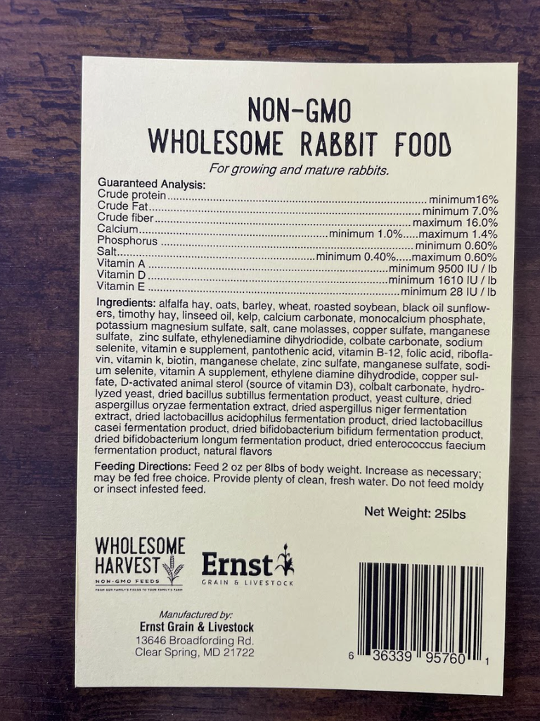 Wholesome Harvest Wholesome Rabbit Food 25lbs