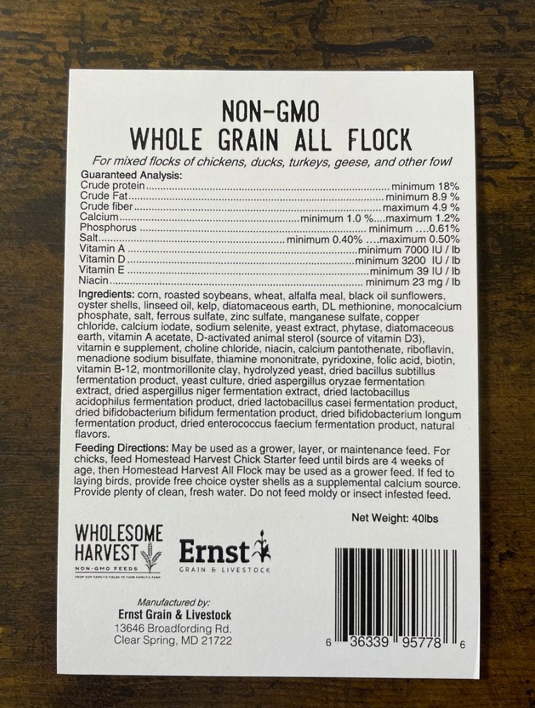 Wholesome Harvest Whole Grain All Flock 40lbs