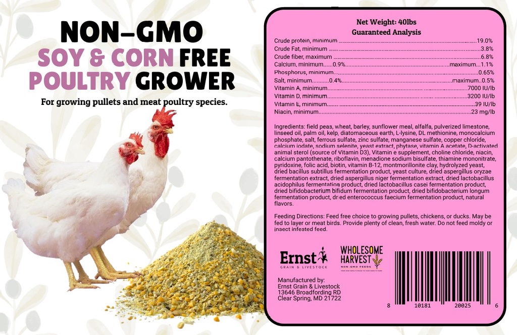Wholesome Harvest Soy Free Pastured Poultry Grower 40lbs