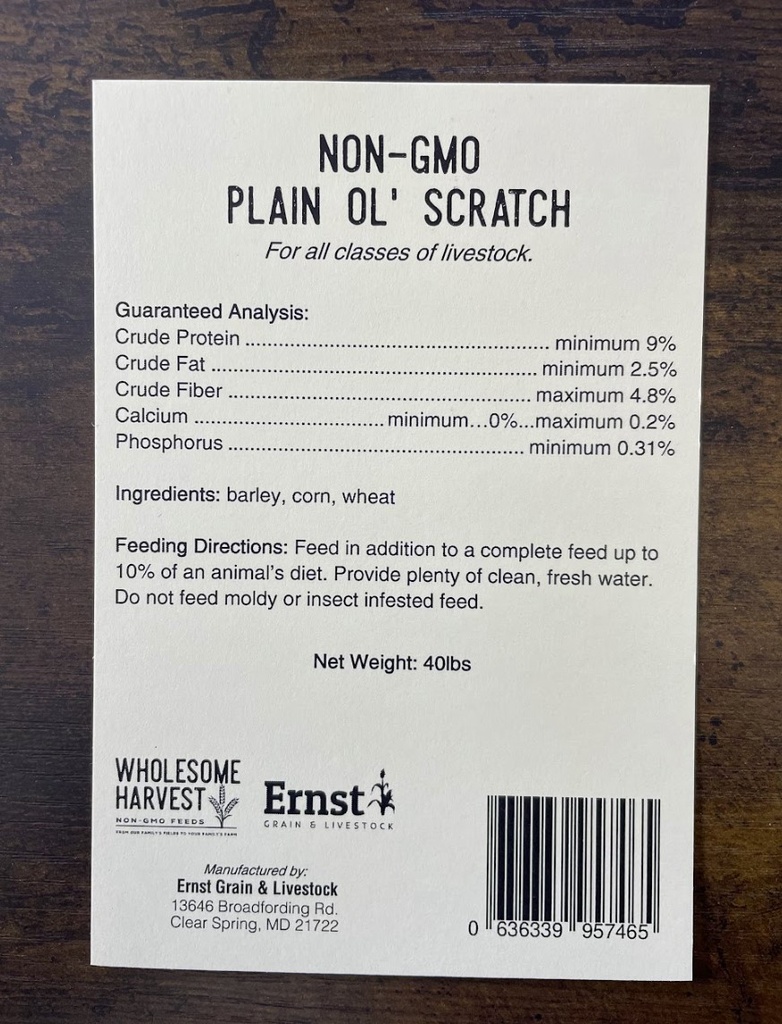 Wholesome Harvest Plain Ol' Scratch Grain 40lbs