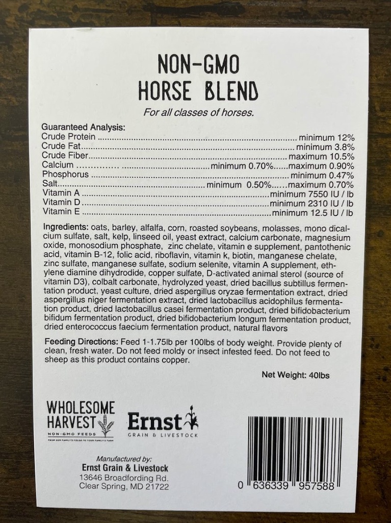Wholesome Harvest Horse Blend 40lbs