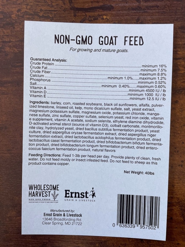 Wholesome Harvest Goat Feed 40lbs