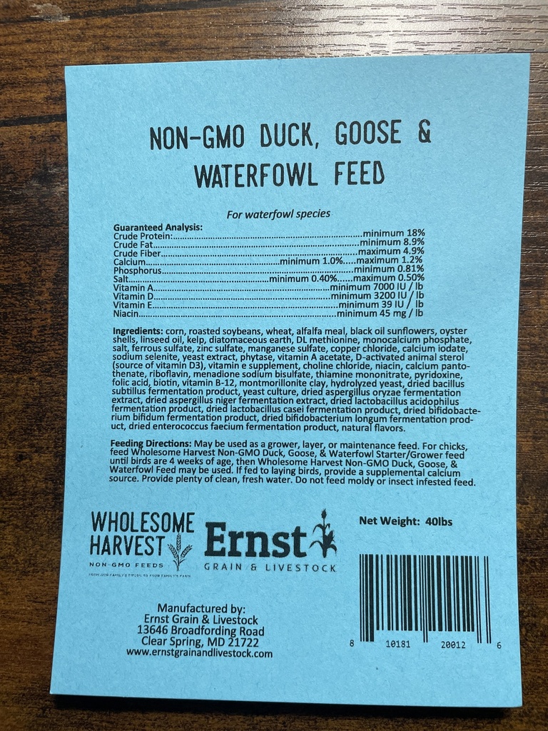 Wholesome Harvest Duck, Goose, & Waterfowl Feed