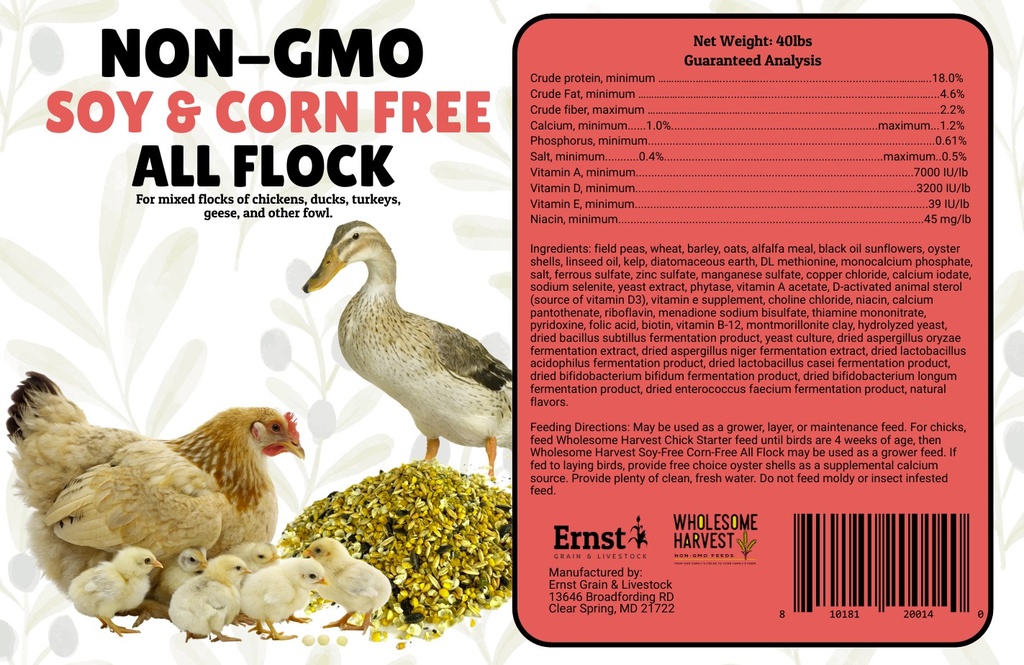 Wholesome Harvest Soy-Free Corn-Free All Flock 40lbs