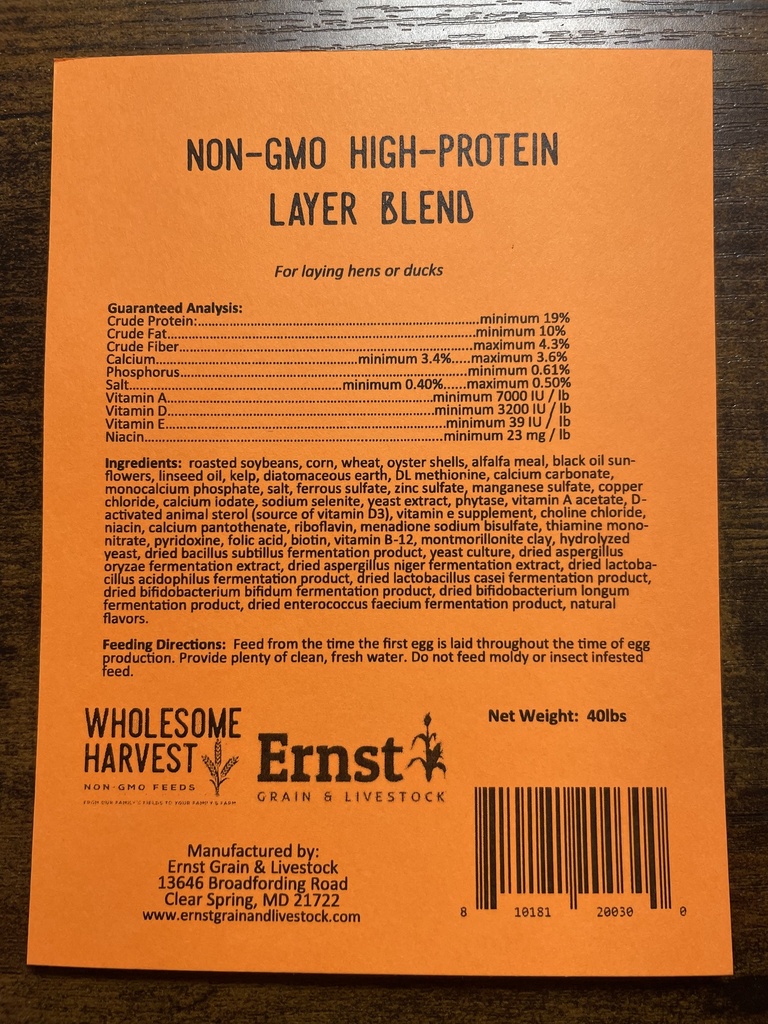 Wholesome Harvest High Protein Layer Blend